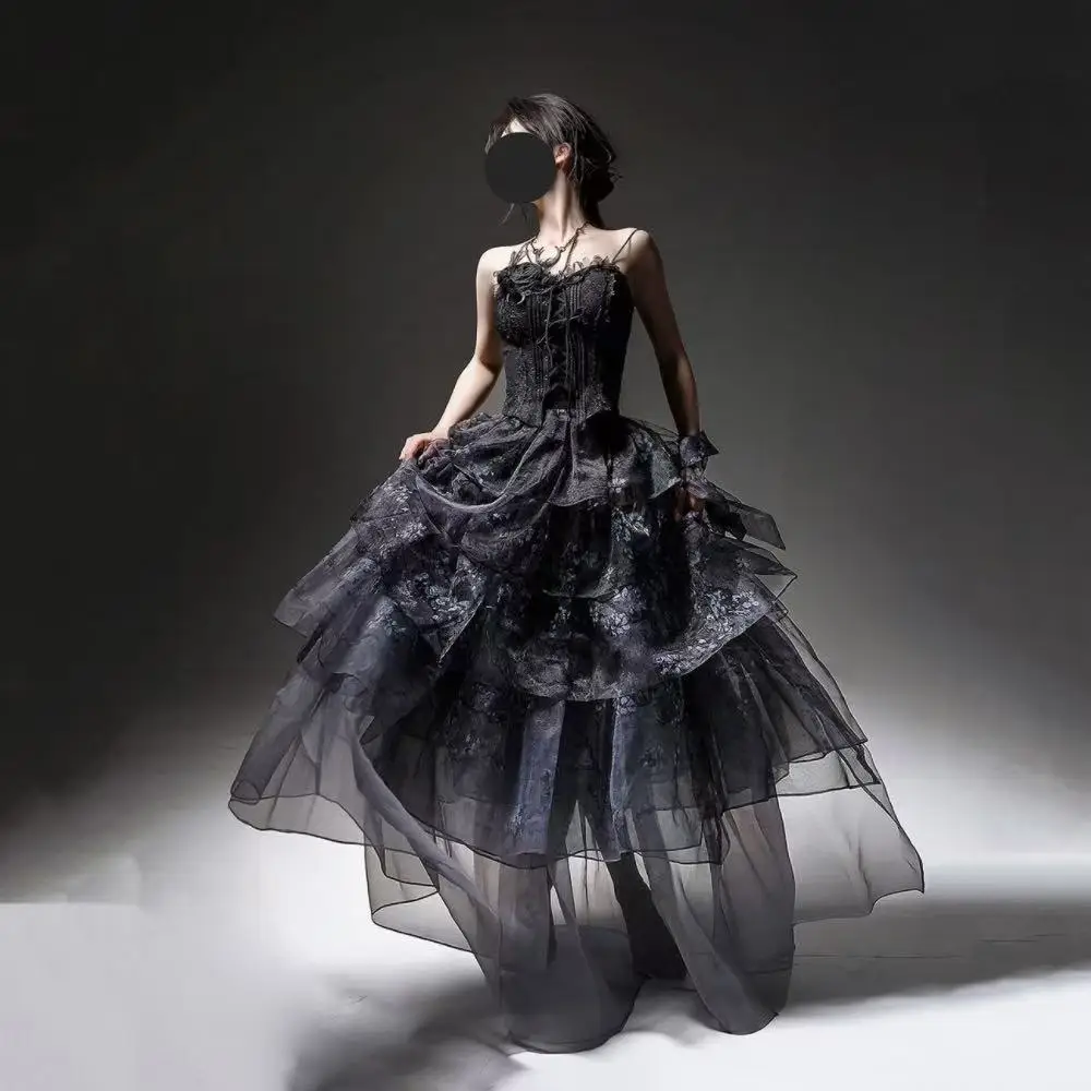 

European Palace Style Lolita Girls Birthday Party Banquet Formal Attire Halloween Princess Cosplay Costume Gothic Cake Skirt