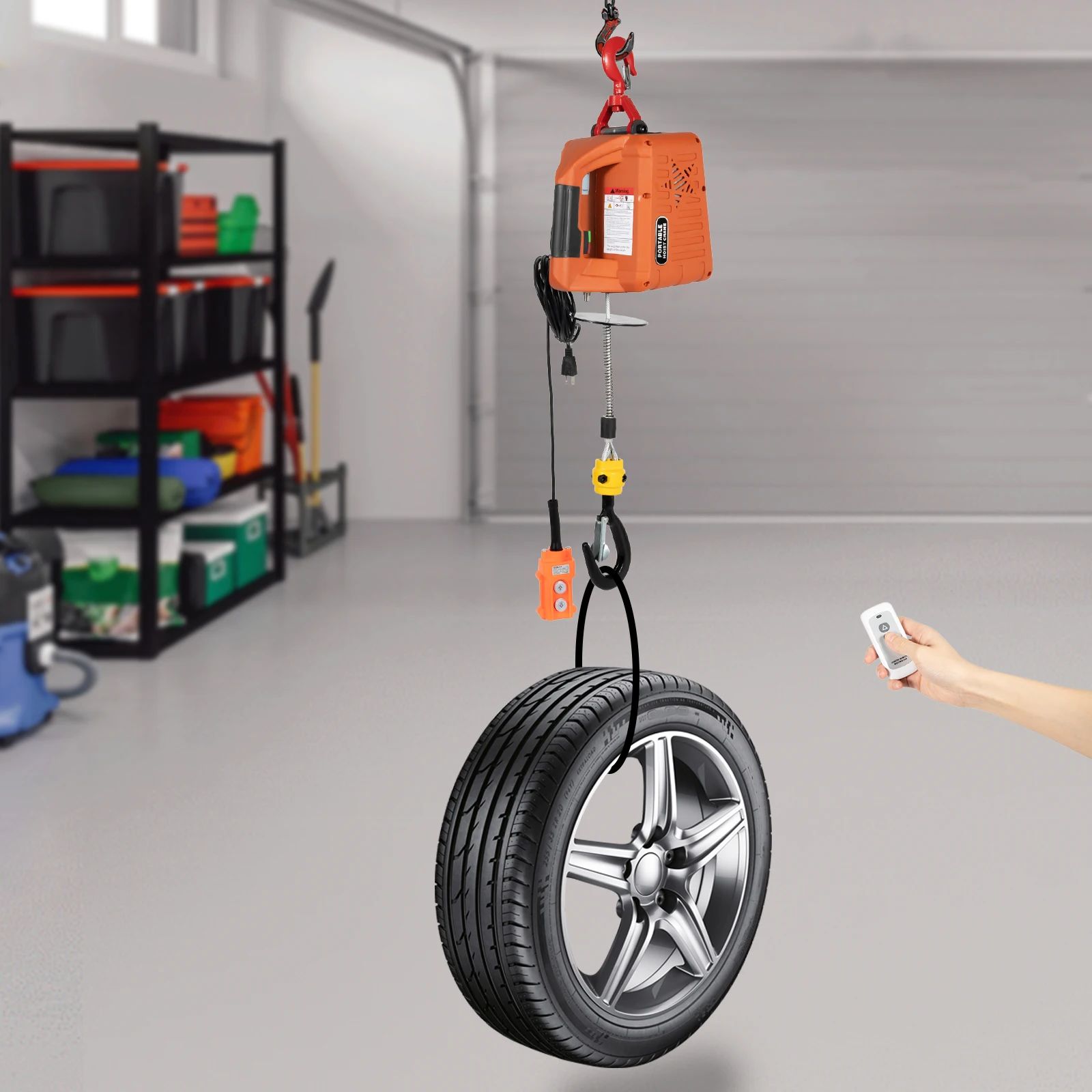 

3-in-1 Electric Hoist Winch – 1100lbs Capacity, 1500W Pure Copper Motor, 3 Control Methods, 196.85ft Wireless Range, Portable