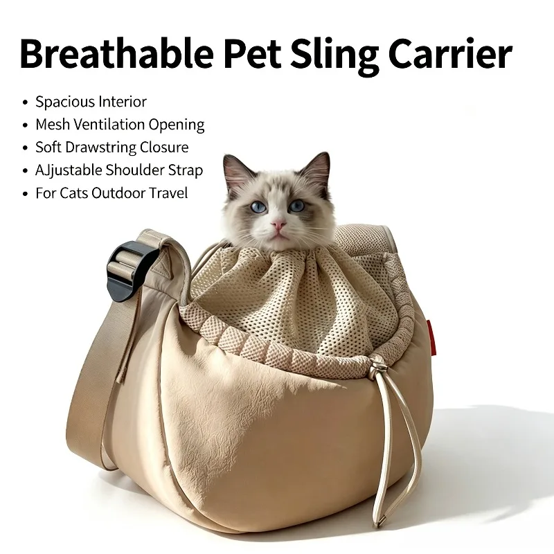 Pet Sling Carrier Lightweight Crossbody Single Shoulder Bag Breathable Large Capacity Travel Pet Supplies for Cats Dogs