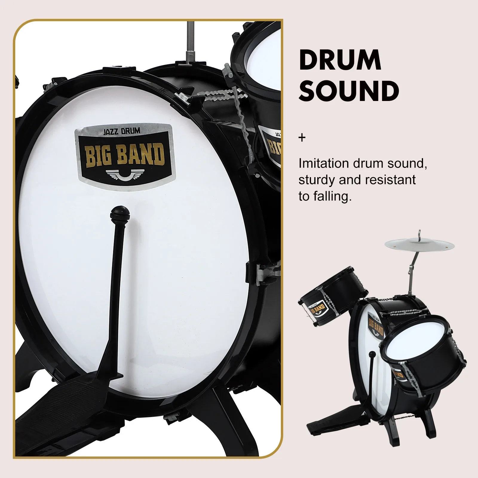 

1 комплект, детская барабанная установка, имитация барабанной установки, безопасный нетоксичный пластик для малышей, забавные музыкальные инструменты, раннее образование