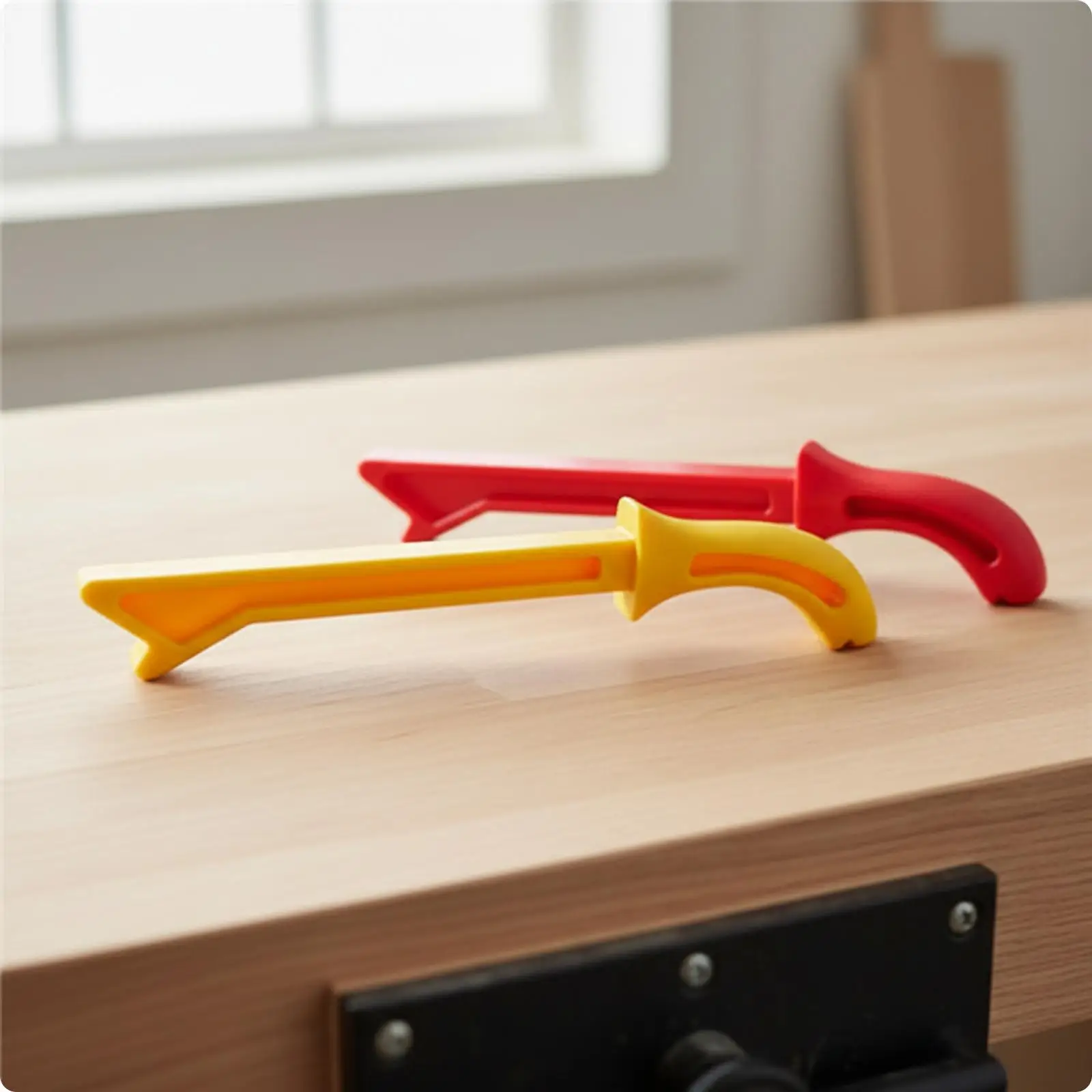 Woodworking Push Block Safety Tool for Router Table with Angled Front End Ergonomic Grip Red Yellow Plastic Durable