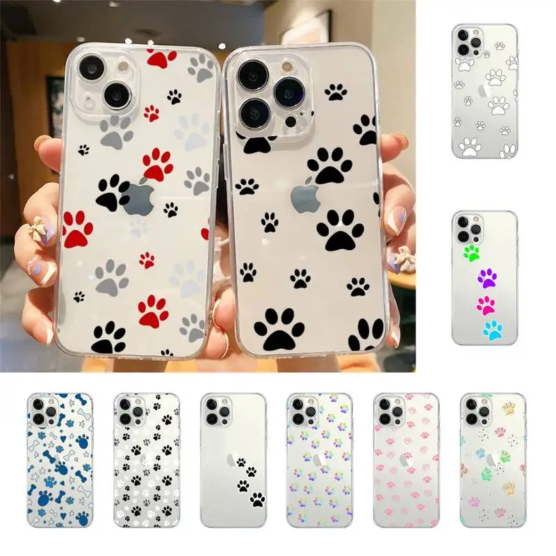 Dog Footprint Paw Phone Case For Iphone 7 8 Plus X Xr Xs 11 12 13 Se2020 Mini Mobile Iphones 14 Pro Max Case