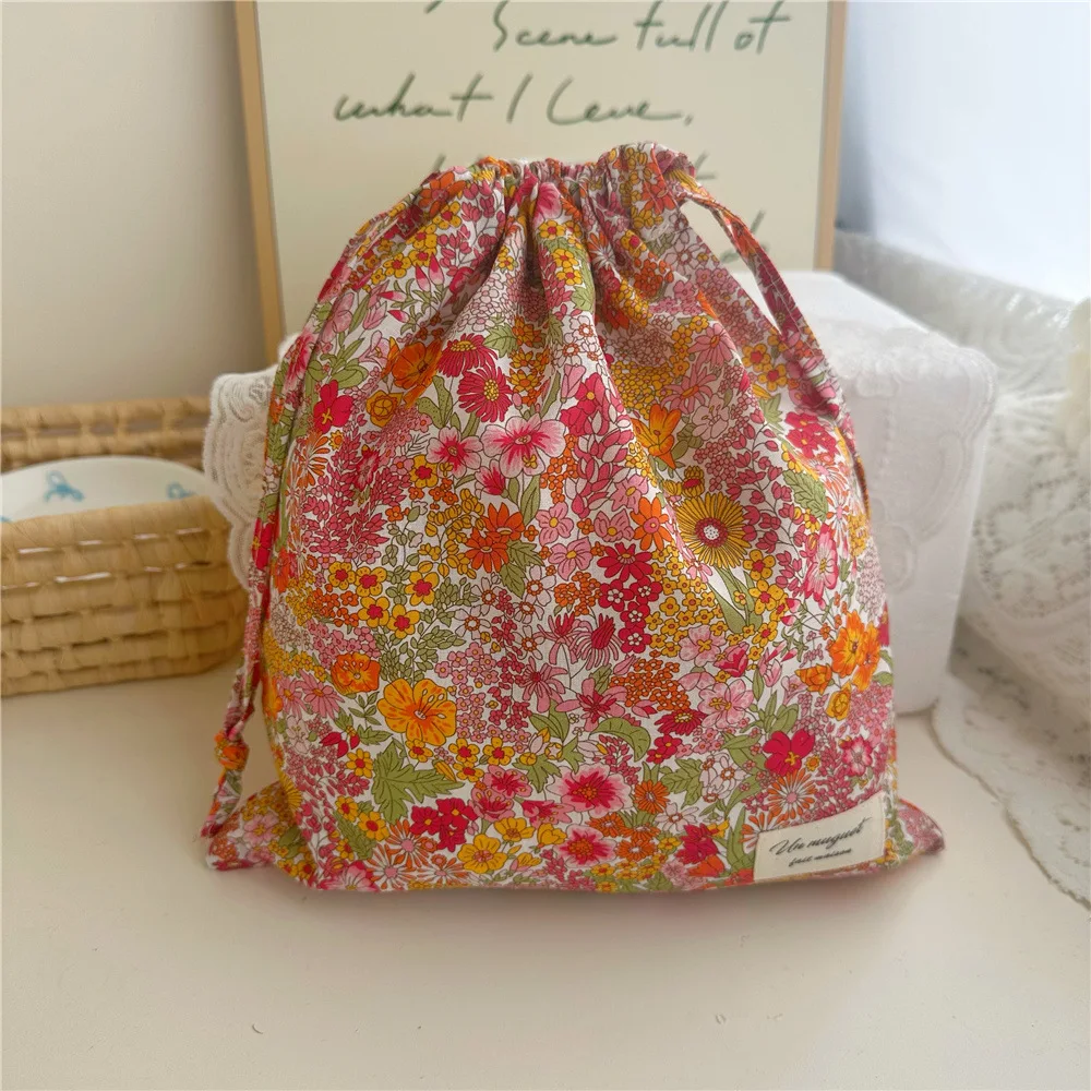 25x26cm Drawstring Bag Portable Organizer Cosmetic Home Travel Storage Printed Flower Hanging Bags Mom Bags