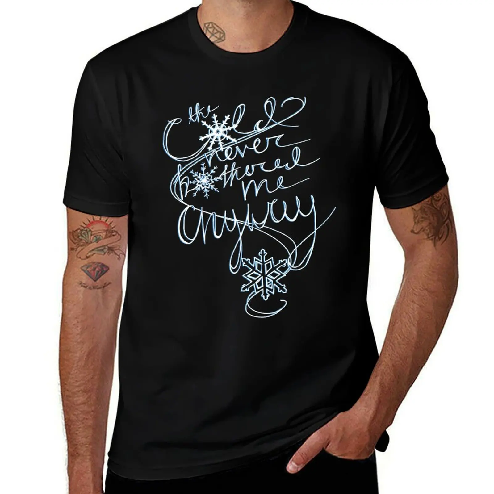 The Cold Never Bothered Me Anyway (Blue) T-Shirt Christmas Casual Short Sleeve Top