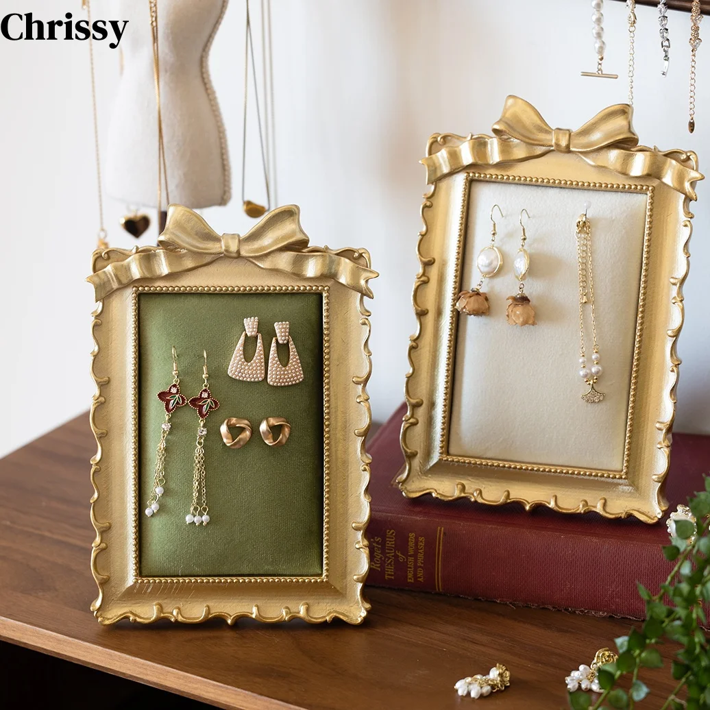 

Vintage Jewelry Display Stand Adjustable Standing Frame Earrings Rings Necklace Organizer Photography Prop Boutique