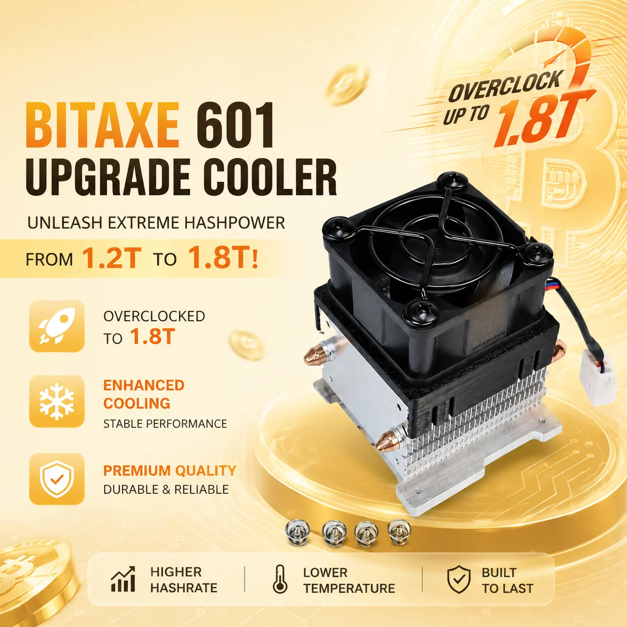 

Bitaxe Radiator Kit Heat sinks with Cooling fan For over clock Bitaxe 601 up to 1.8Th/s