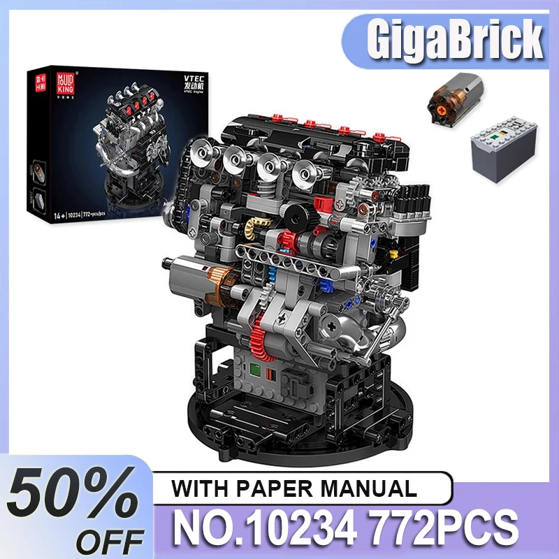

New MOULD KING 10234 MOC Display-worthy Engine Model Blocks Bricks Assembly Gifts-ready Detailed Toys Christmas Gift For Kids