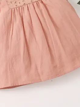 夏季女孩飛袖短袖純色簡約洋裝可愛風圓領設計褶皺小裙 10 最佳銷售 幼兒生日禮服 - №10