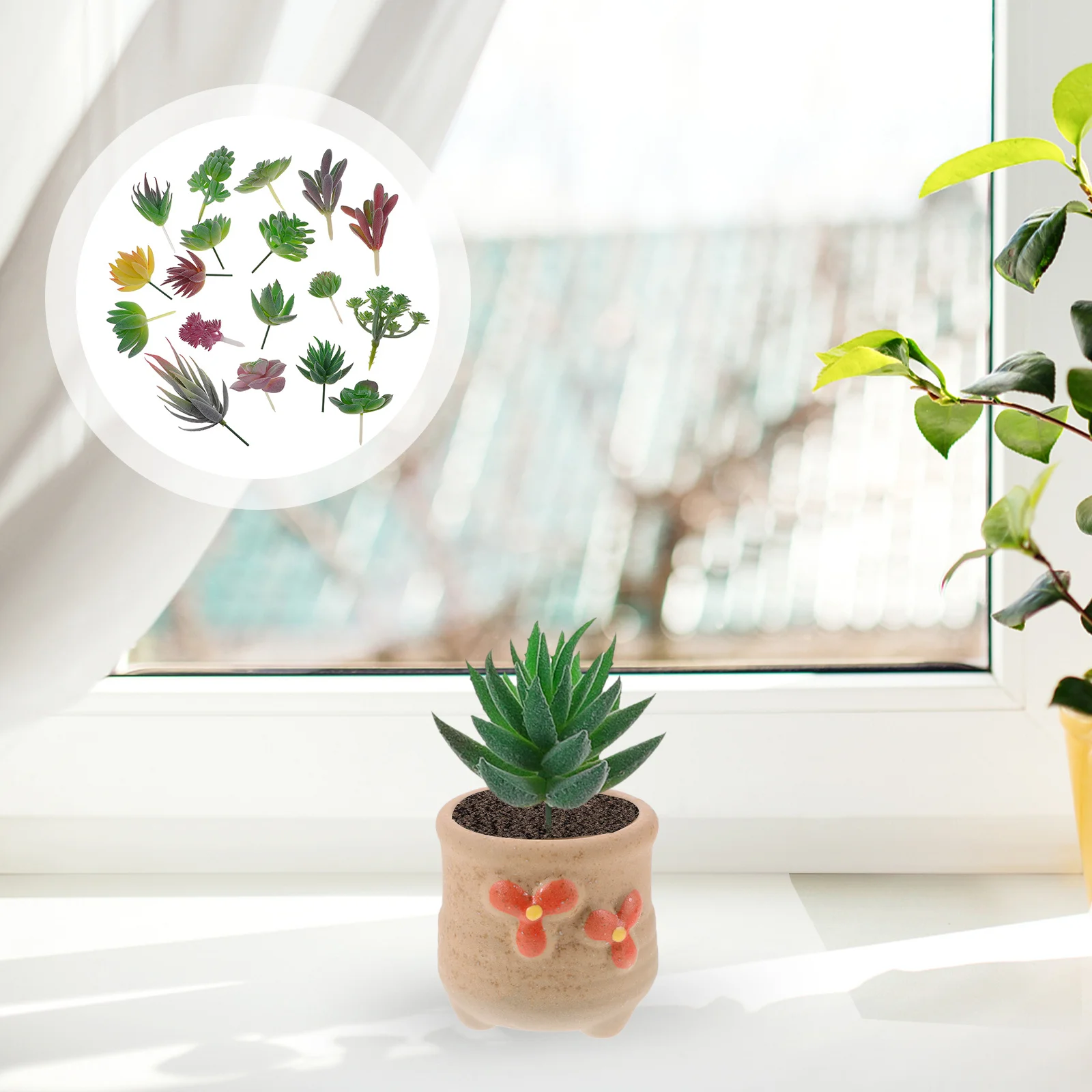 

18Pcs Artificial Succulents Realistic Unpotted Plants Indoor Outdoor Decorative Fake Succulent Picks for DIY Home Office Garden