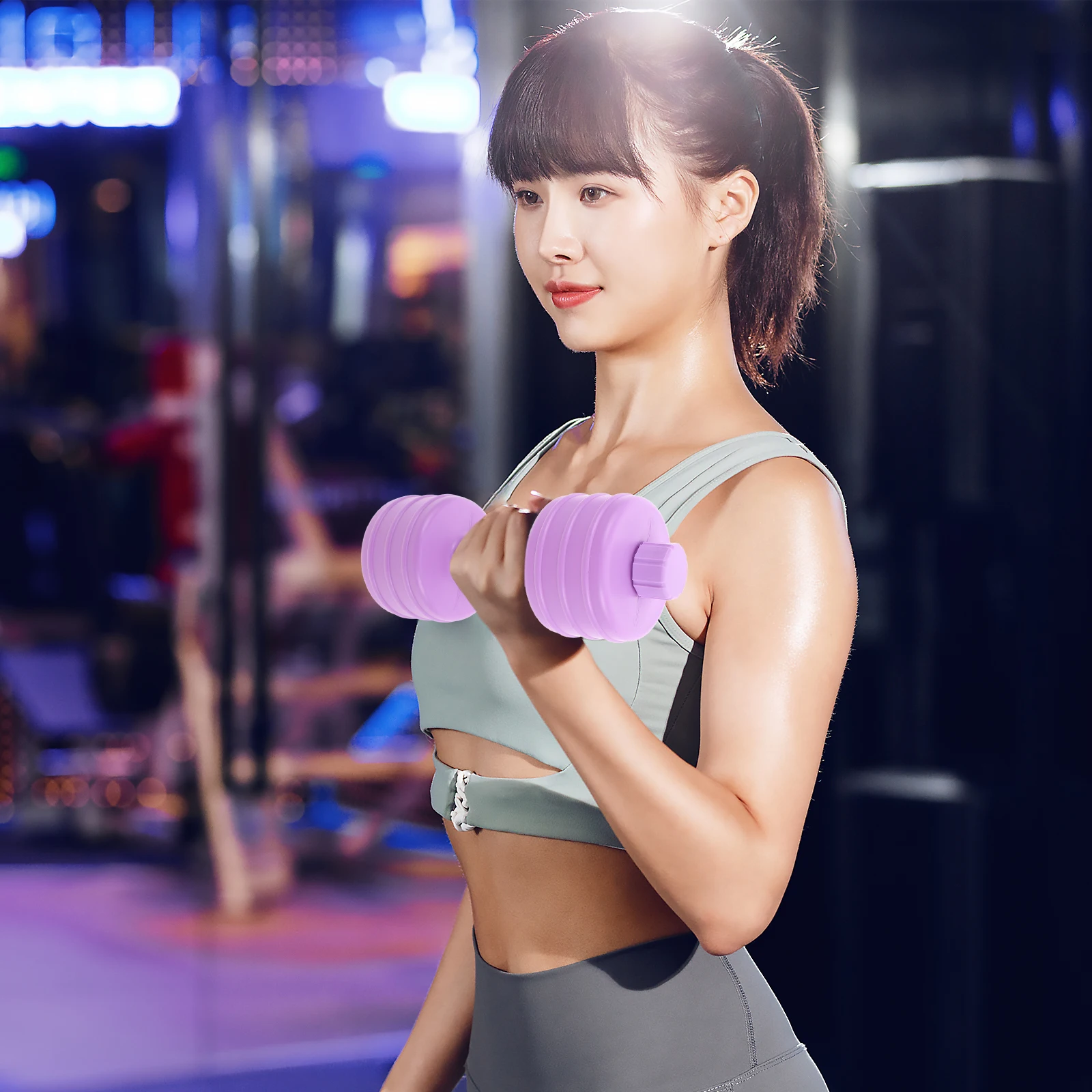 

2 Pcs Women's Body Shape Dumbbells Water Bottle Creative Cup Plastic Barbell Fitness Exercise Jug for Workout Shaped