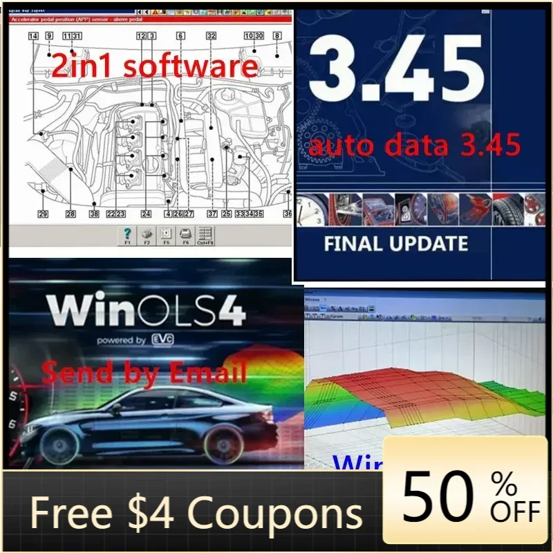 Hot Auto.data3.45 Auto Repair Tool Data+Winols 4.26 with 66 Plugins+Ecu Software Programs+Damos 2020 Data+Installation Video