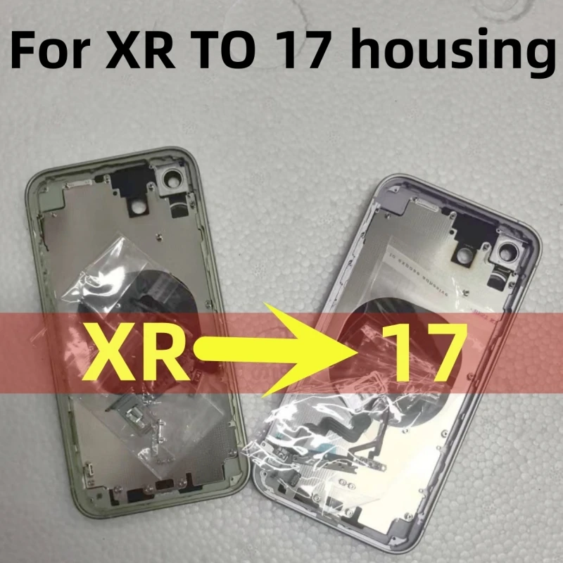 كاميرا كبيرة تجميع DIY الإسكان آيفون XR مثل 17، XR إلى 17 XR DIY 17 التيتانيوم نمط 6.1 "مجموعات استبدال الهيكل هدايا مجانية