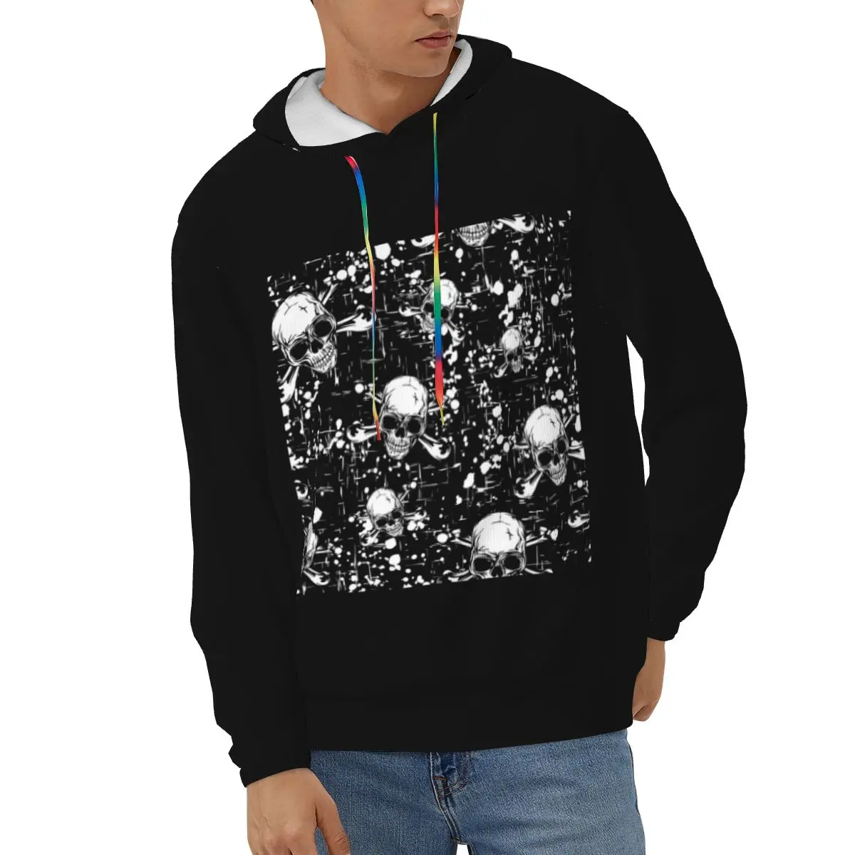 

Abstract Skulls And Bones Mens Sweatshirt Long Sleeve Autumn Spring Casual Hoodies Top Boy Blouse