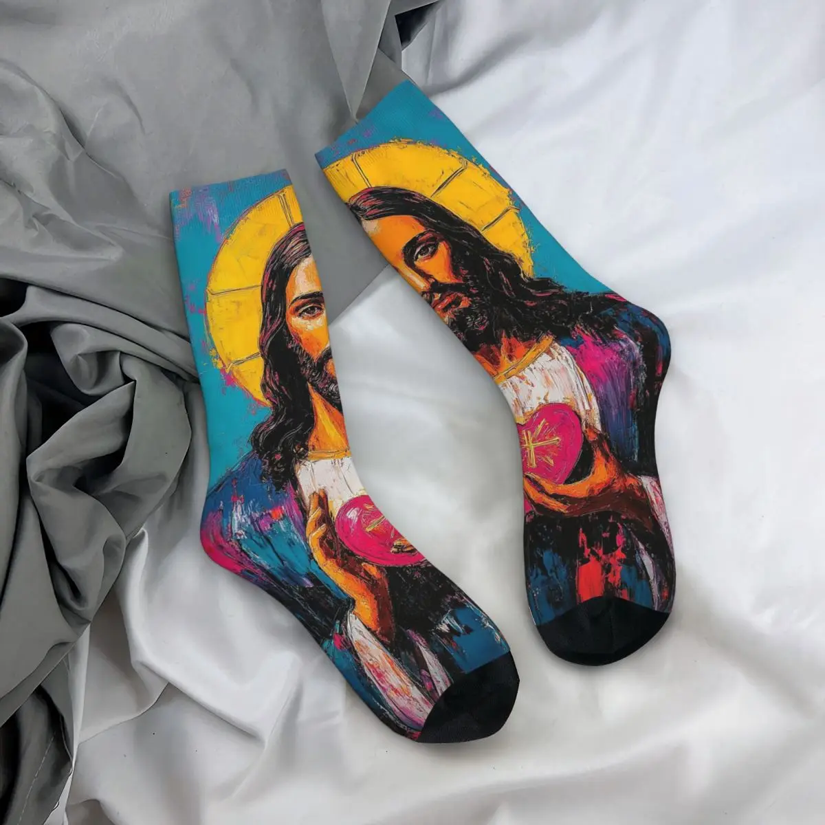 

All Seasons Crew Stockings Jesus Christ Art Socks Crazy Hip Hop Long Socks Accessories for Men Women Birthday Present