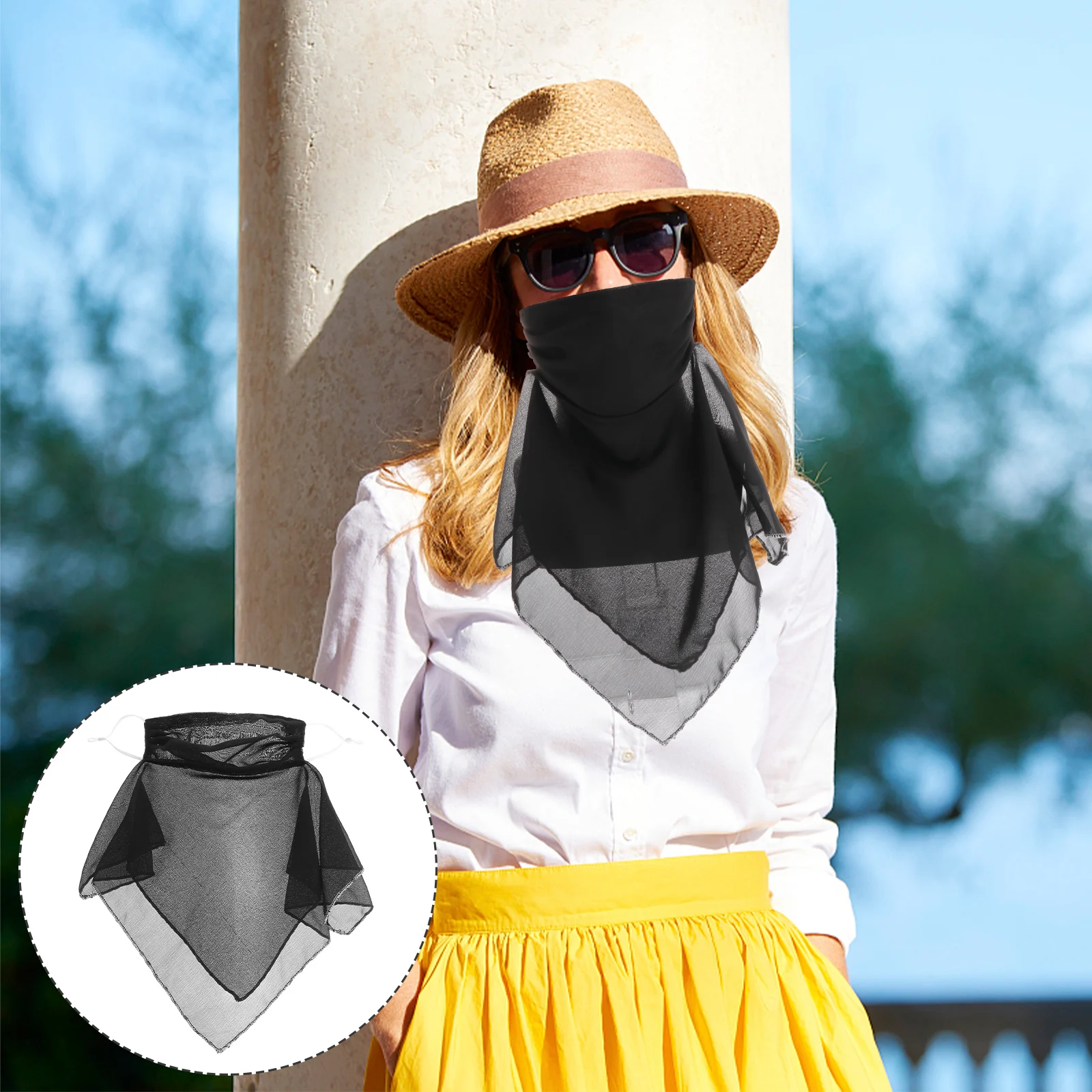 

Sunscreen Veil Towel Fashion Floral Design Mask UV-Protection Riding Thin Scarf Vacation Sun-resistant Neck Guard Women Chiffon