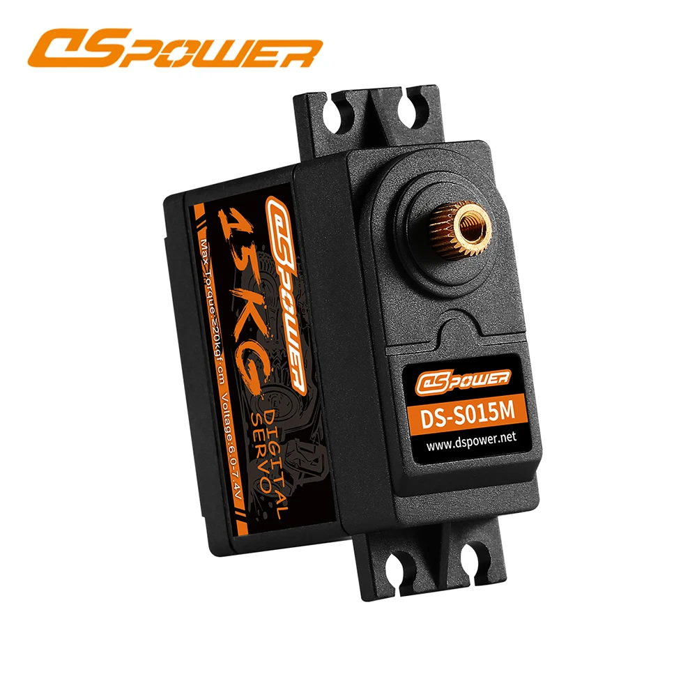 DSPOWER 15KG Metal Gear Digital Servo Short Body Standard Large Torque Low Profile for 1/8 1/10 RC Car Robot Arm Axial Airplane