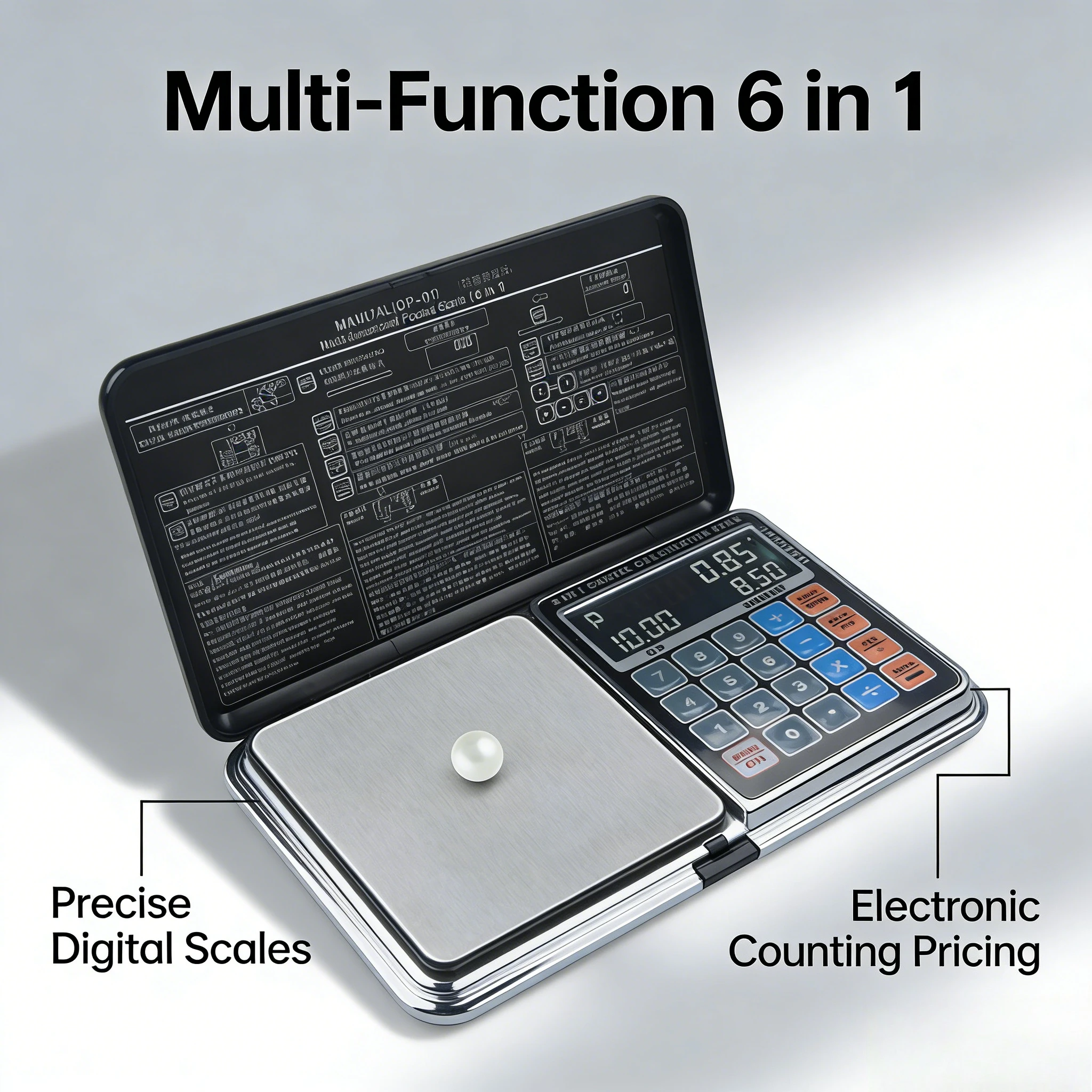 Multi-Function 6 in 1 Precise Digital Scales 500g0.01/1000g 0.1 Electronic Counting Pricing Weight Balance Temp Calculator Clock