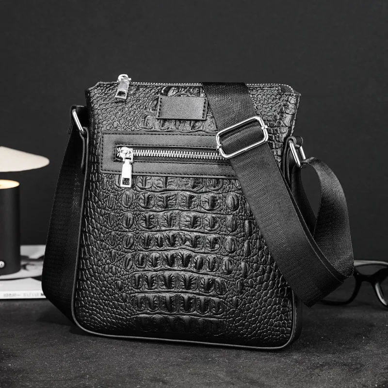Alligator Leather Men's Crossbody Bags Fashion Business Shoulder Bag For Men Luxury Brand Design Sling Pack IPad Bags Male Purse