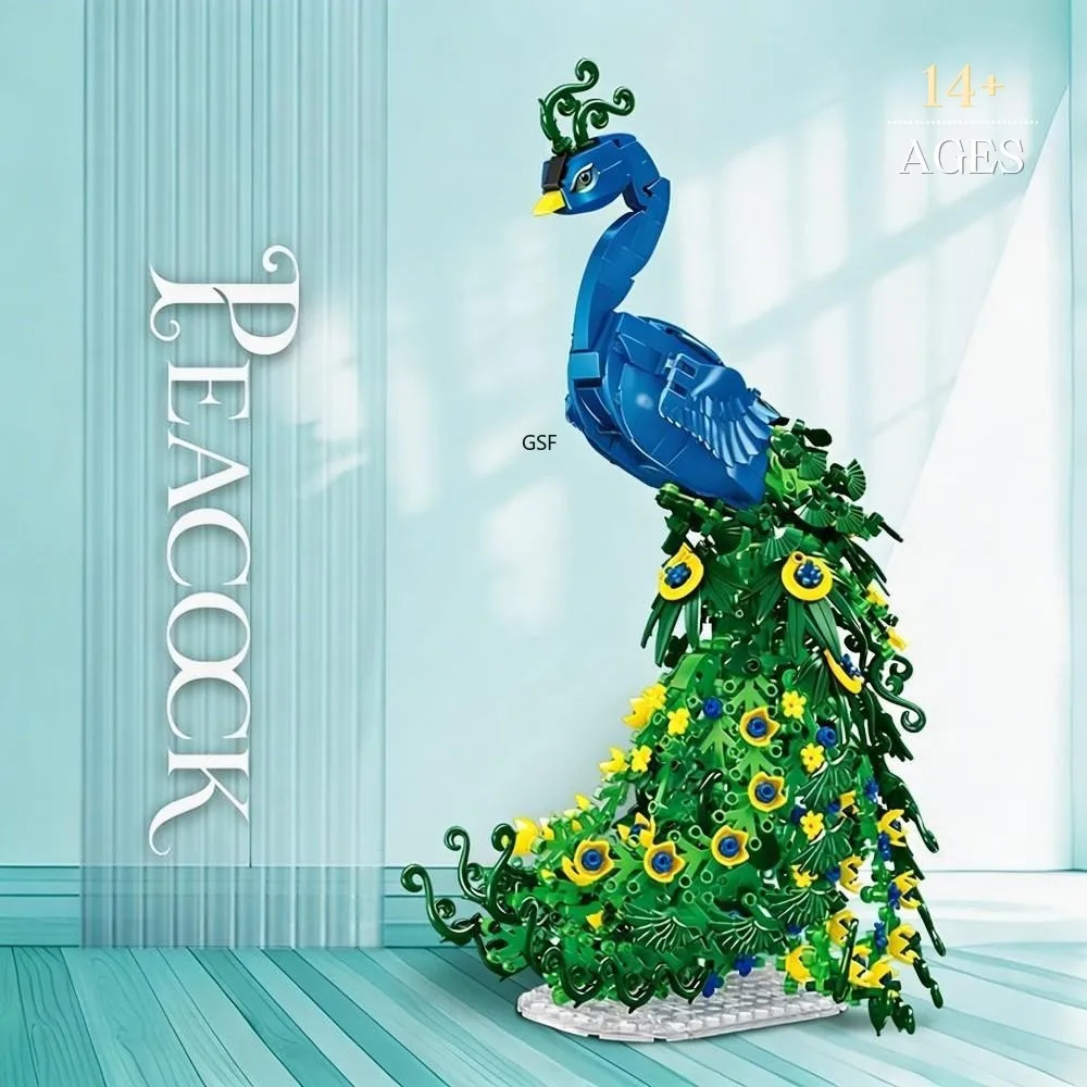 

GSF MOC Peacock Bird Building Blocks DIY Assembly Animal Model Bricks Toys Home Desk Decoration Gifts for Kids Adults