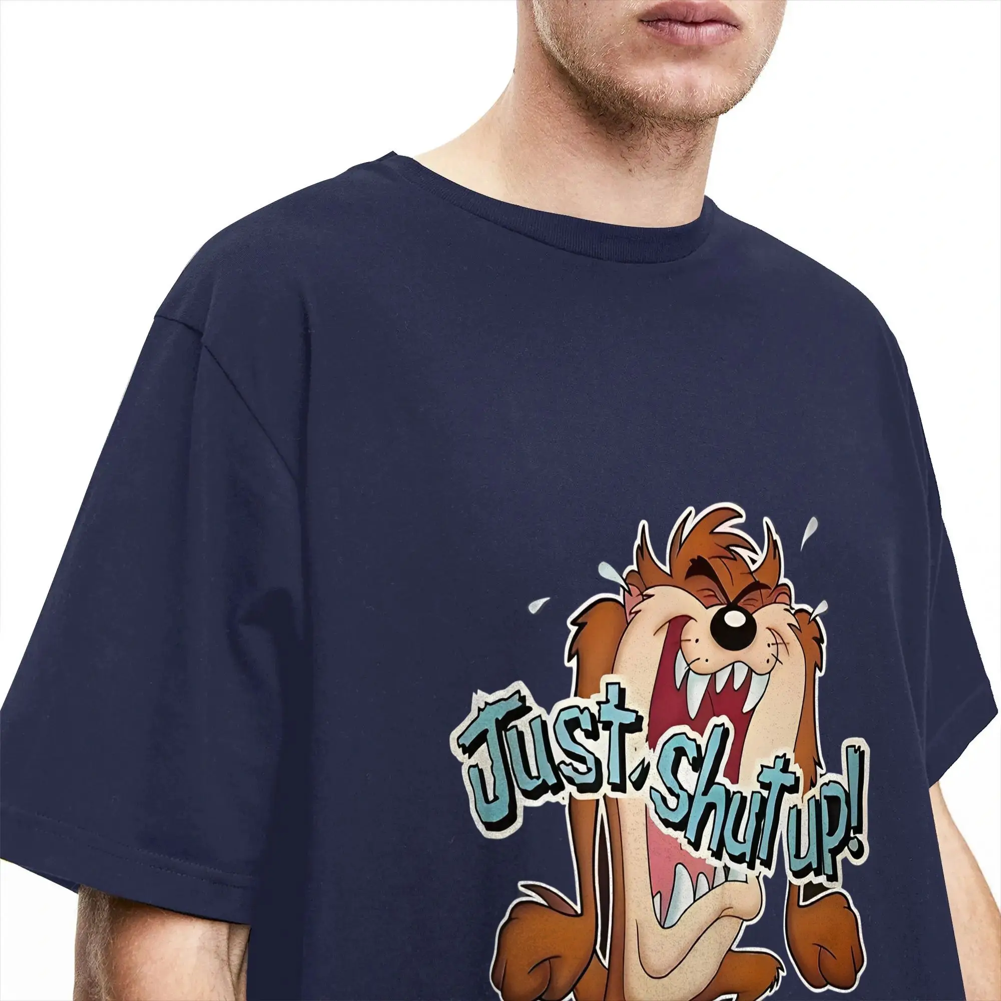 Space Jam Just Shout up Tazs T-Shirt für Herren und Damen, Baumwolle, Neuheiten-T-Shirts, Rundhals-T-Shirts, Kurzarm-Tops, Neu eingetroffen – Detail 2