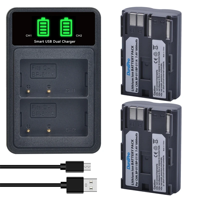 

BP-511A BP511 BP511A BP-511 Battery + Charger for Canon EOS 40D 5D 50D 20D 300D 10D 30D 5D Mark I PowerShot G1 G2 G3 G5 G6