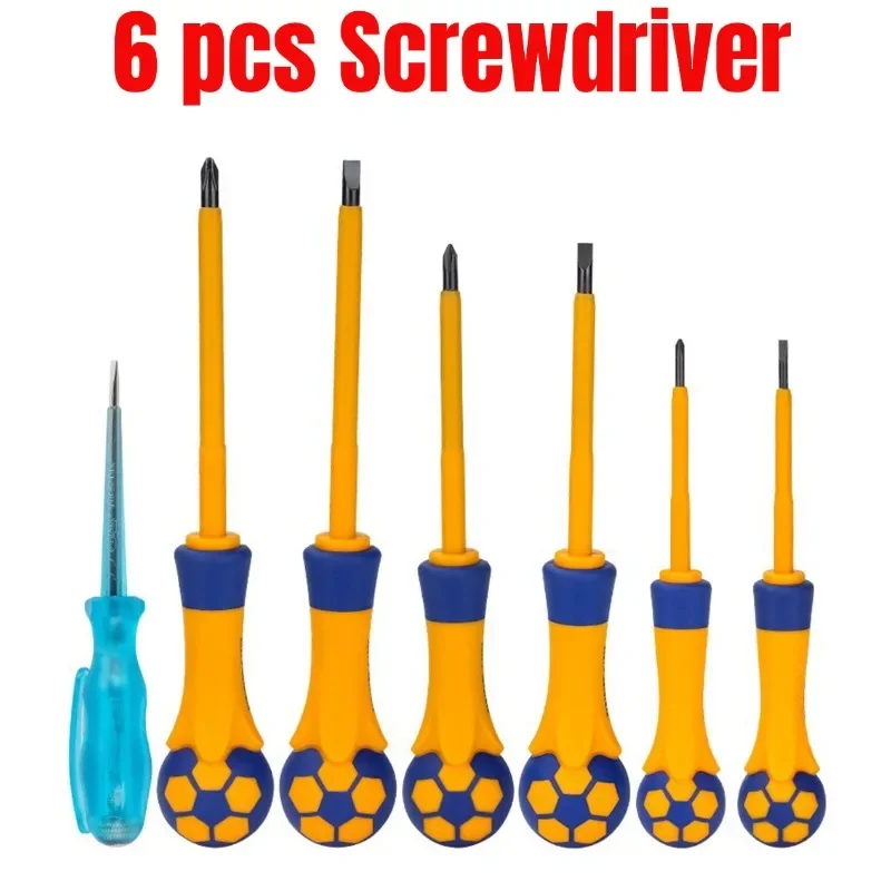 7 шт. магнитная отвертка, изолированная крестообразная шлицевая отвертка для электрика, ручные инструменты, отвертки, гайковерты, аксессуары