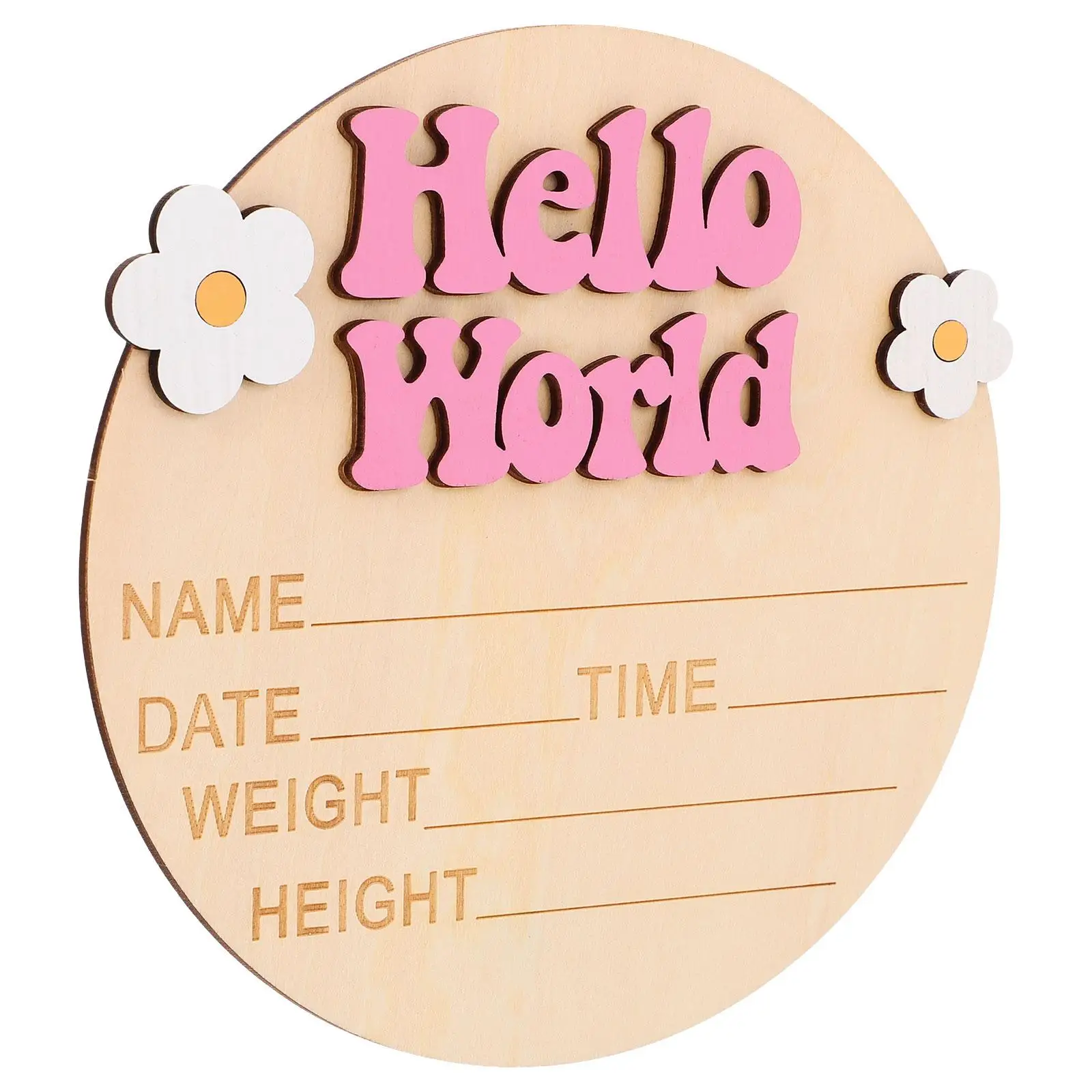 

Growth Milestone Card Baby Birth Announcement Sign Wood Name Tag Newborn Photo Props Recording Detail Weight