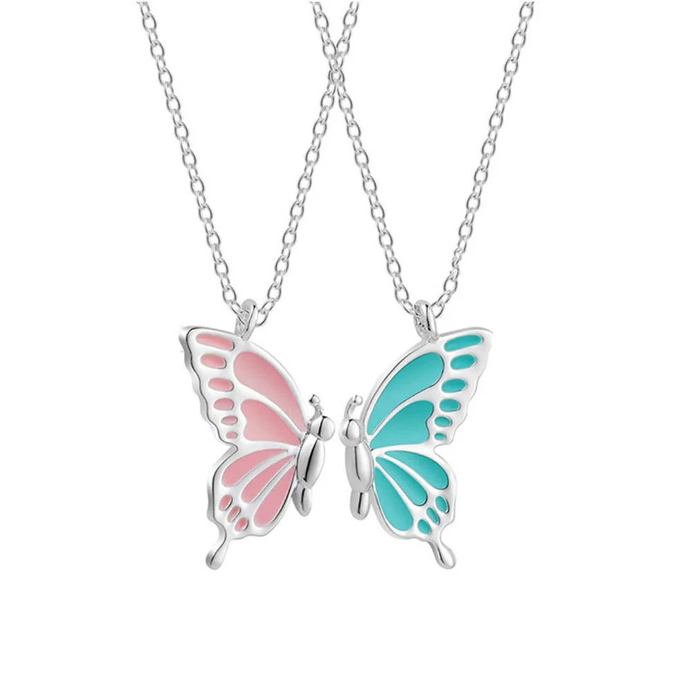 Delicate Butterfly Necklaces for Women Couple Best Friends Fashion Butterfly Stitching Pendant BFF Jewelry Girlfriends Gifts