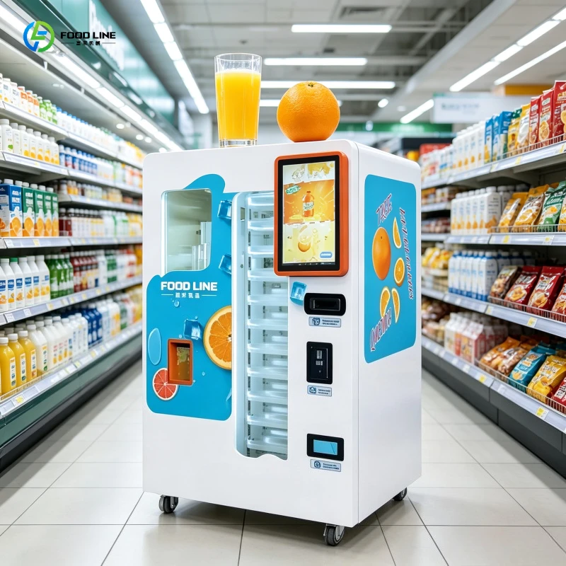 Fresh Orange Juice Vending Machine, LED-Lit Juicer with Power-Saving Night Mode, Attractive for Bar Street