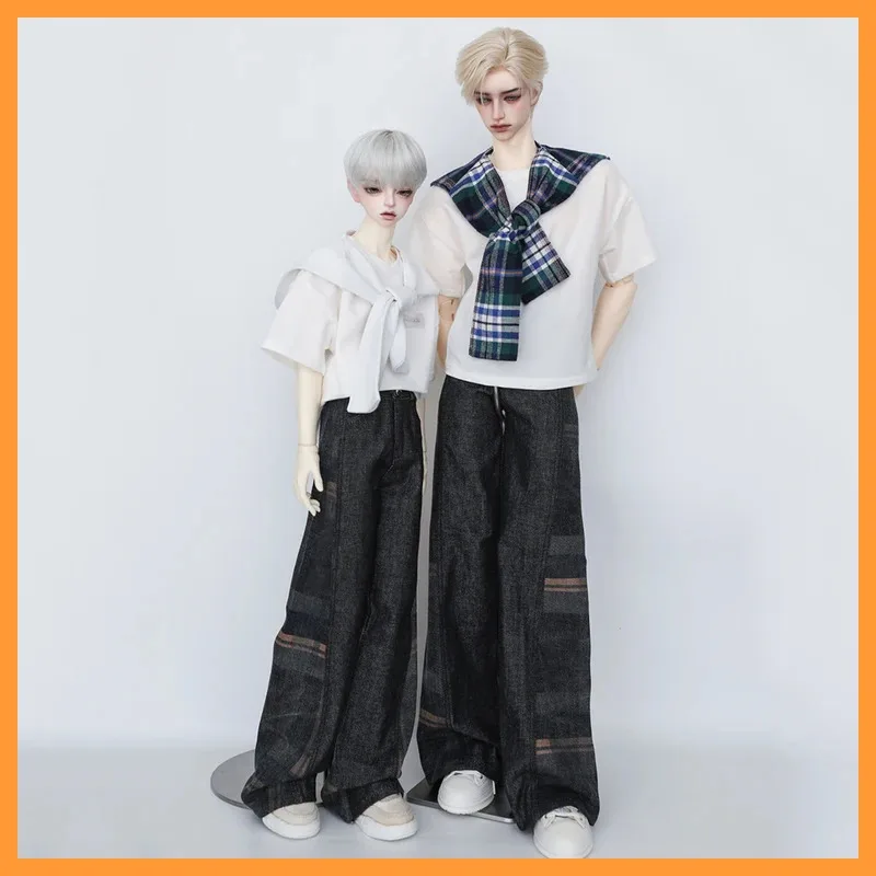 

1/3 1/4 Scale Fashion Splicing Plaid Wide Leg Flared Pants Loose Jeans Accessories Model for ID75 Dragon Soul 73 POPO68 SD10 DIY
