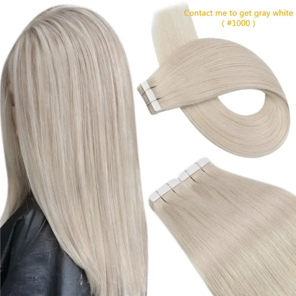 Ugwomen bant içinde saç ekleme insan saçı gerçek doğal brezilyalı Remy saç düz dikişsiz cilt atkı kadınlar için Balayage 20P/40P