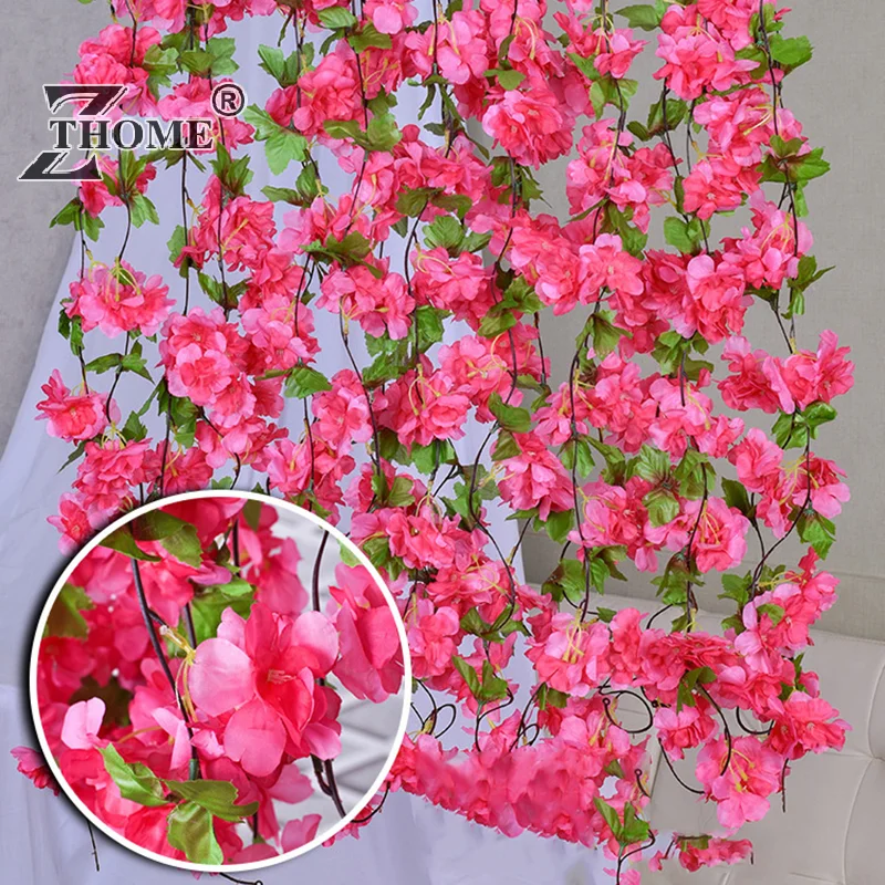 Realistic Artificial Cherry Blossom Vines - Decorative Faux Floral Twigs For Air Conditioning Ducts - Lifelike Plastic Flower