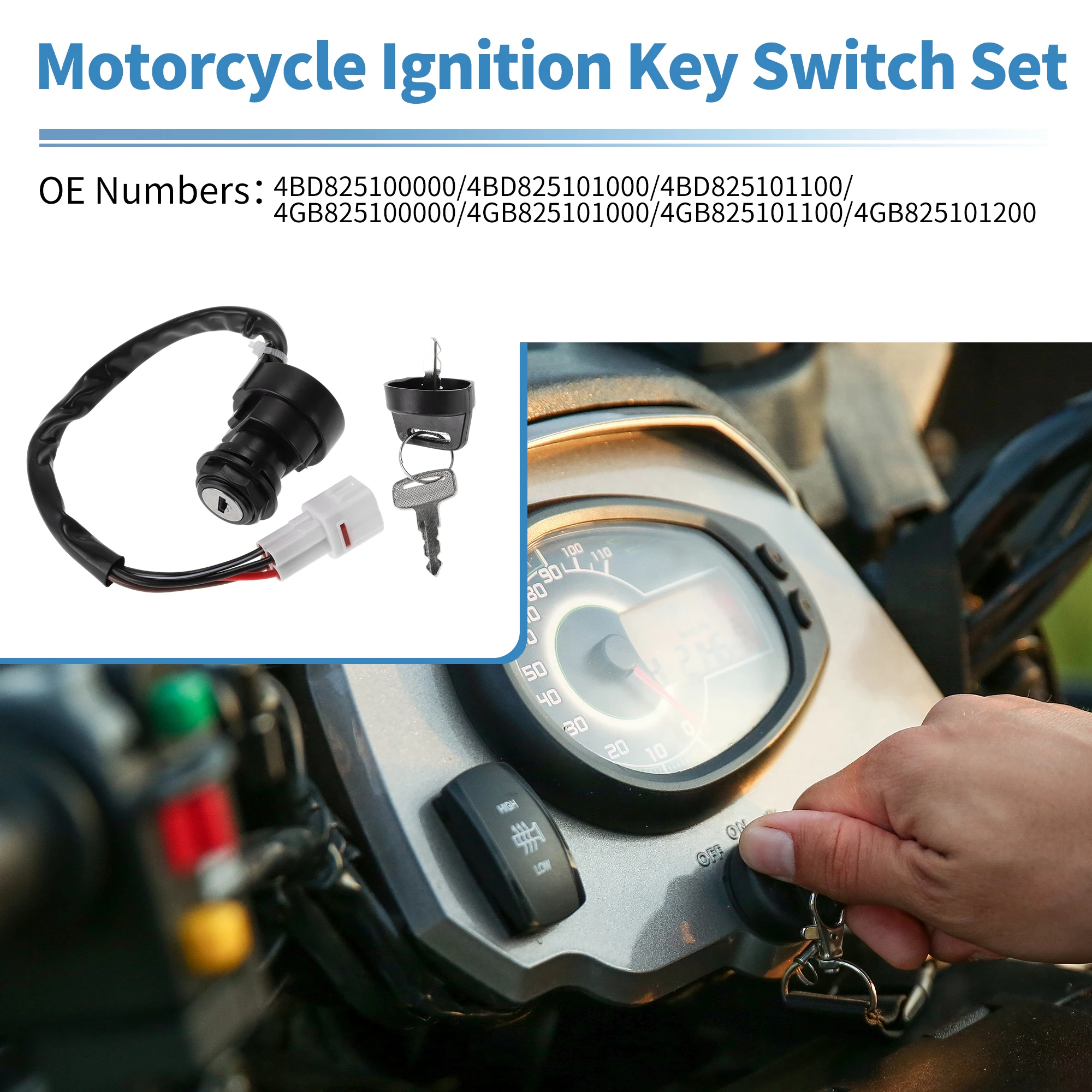 X Autohaux Ignition Key Switch No.4BD825100000 for Yamaha YFM400 Kodiak 400 1993-1998 ATV