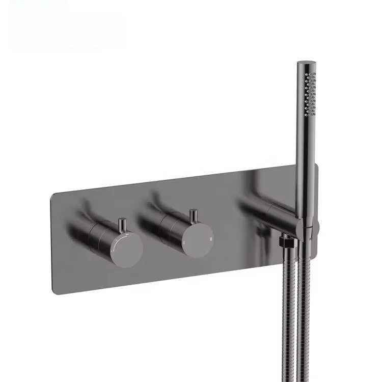 304 Stainless Steel Faucet Matte Black Finish Wall Shower System Concealed Shower Set Bath & Shower Faucets With Back Plate