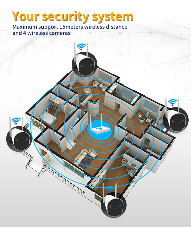 2K Home Security Menschliche Bewegungserkennung Indoor Outdoor CMOS Sensor Cloud Daten Smart AI 4MP 4CH 8CH CCTV Kamera System