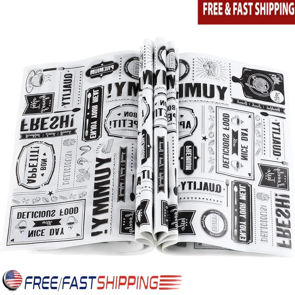 

1000 Pieces Wax Paper Sheets Food Wrap Grease Resistant Oil Proof Waterproof Lining Picnic Baking Sandwiches Snacks Cookies