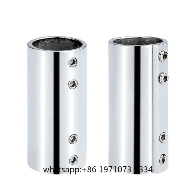 Marine two-way railing handrail 180-degree flat mouth pipe connector 316 stainless steel yacht accessories