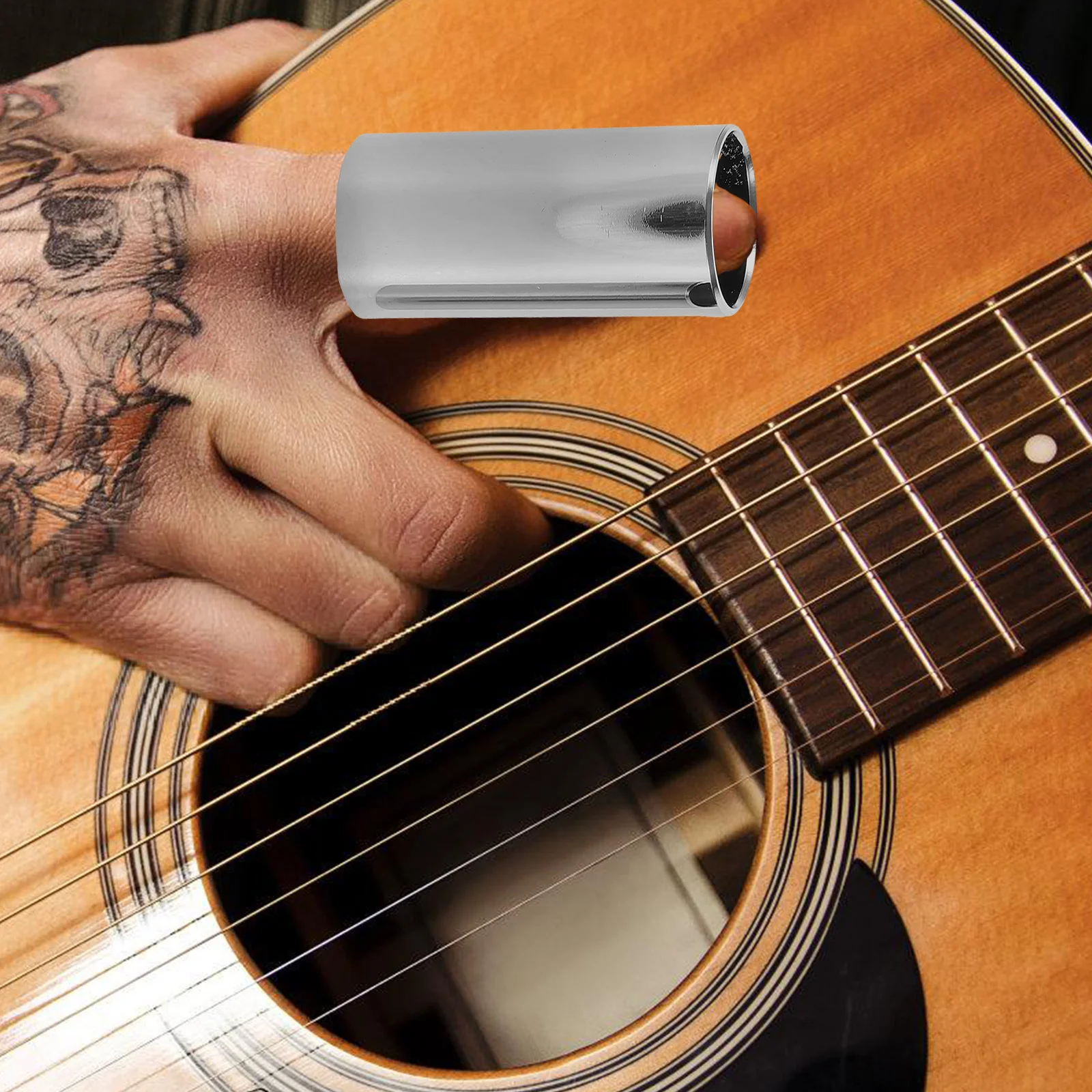 

4Pcs Guitar Slides Stainless Steel Smooth Surface Different Sizes for Acoustic Electric Bass Guitar Metal Slide Finger Protector