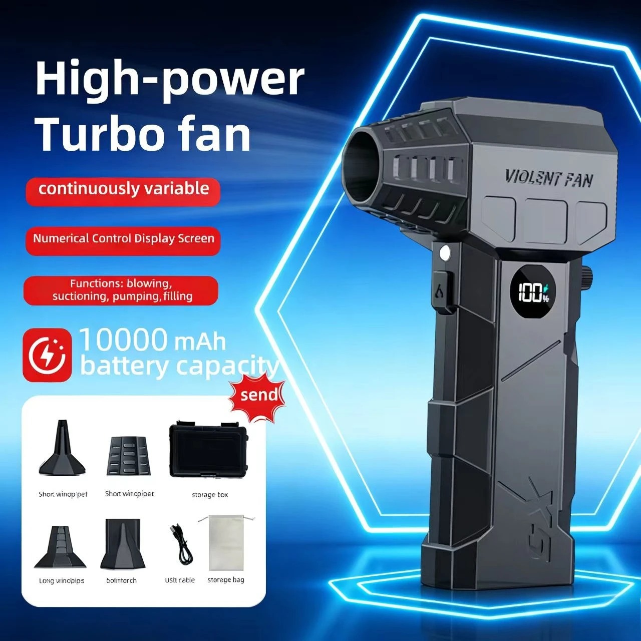 

НОВИНКА 2025: Высокопроизводительный портативный ручной вентилятор X5 для уборки автомобилей и парикмахерских работ, турбинный вентилятор