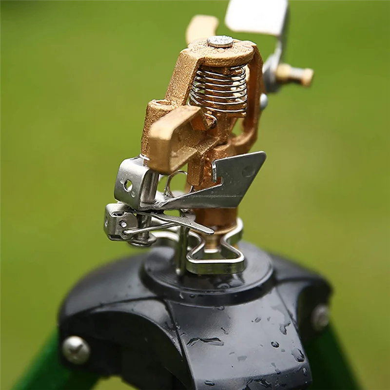 

ABPQ-Impact Sprinkler Head On Tripod Base, Rotating Rocker Nozzle 360°Heavy Brass Sprinkler Nozzle, Metal Extension Legs Flip Lo