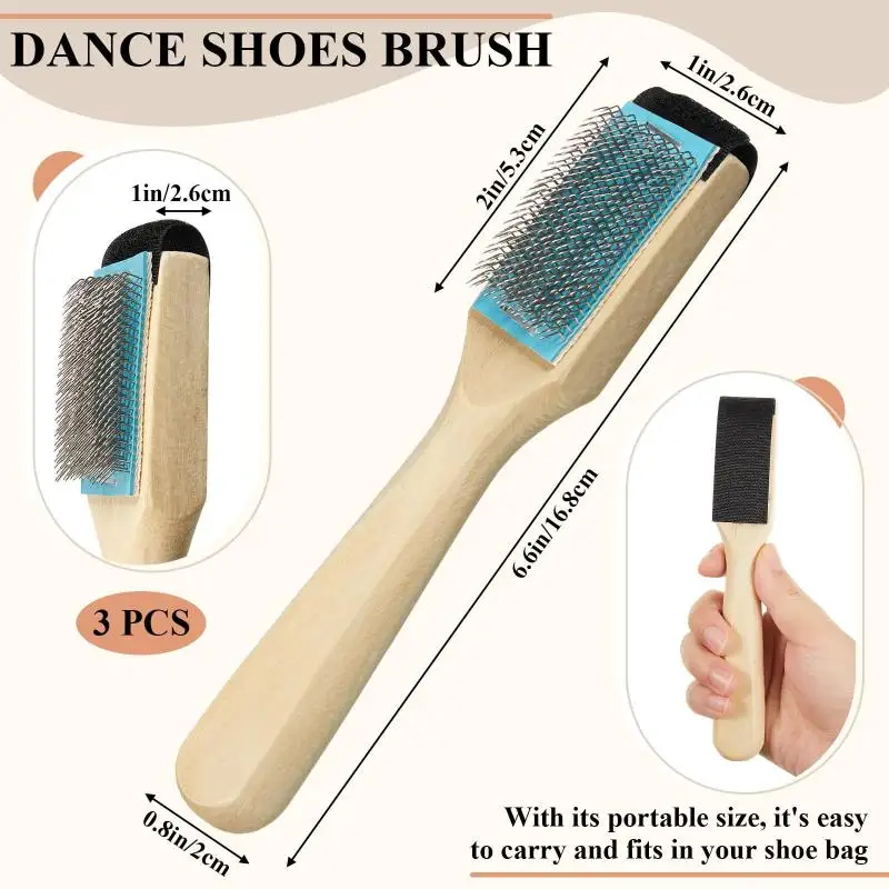 Sole Wire Shoe Brush With Protector Cover Stainless Steel Brush Head Dance Shoes Cleaning Brush Durable Practical Wooden Suede