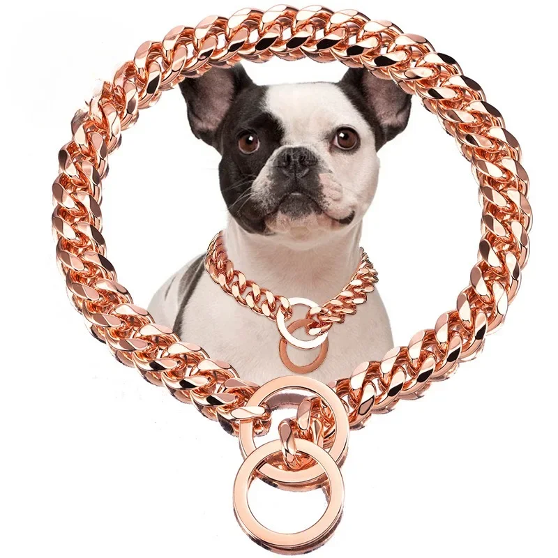 Luxury Dog Collar Gold Pet Necklace Dog Chain Choker for Pitbull Bulldog Teddy French Bulldog Metal Collar Pets Jewelry Products