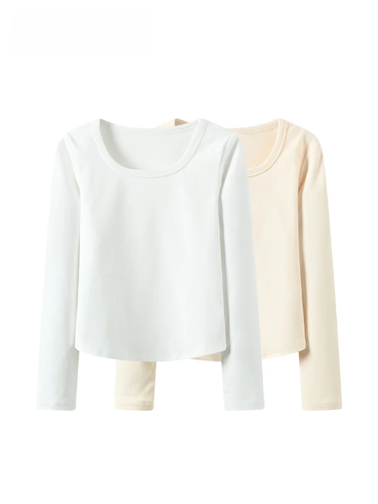 

Loose Long Sve round Ne Base irt Women plus Size Conceal Meat Slimming Versatile Casual Sle Polyester Fiber T-irt