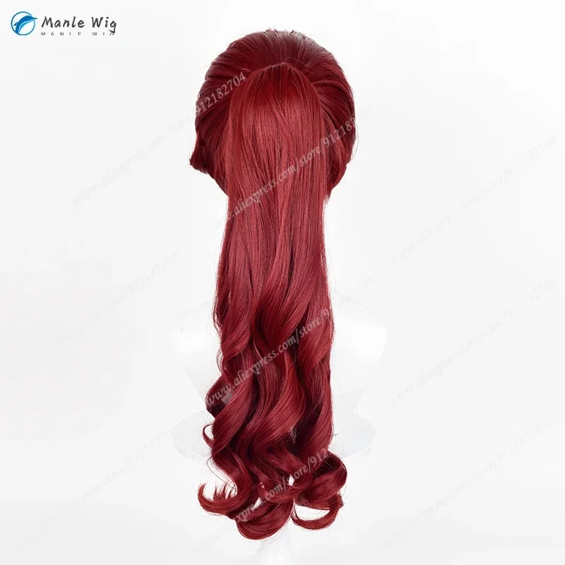 x;3,f6'b7\g,P5 Kasumi Yoshizawa Wine Red Long Ponytail Cosplay Anime Wig Quality Heat Resistant Syntheti5;h7'b8\f,4/ view 5