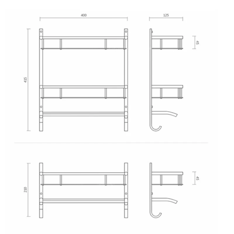 Estantes de baño Vintage de doble nivel con toallero, soporte cuadrado para champú de baño, estante de cobre de almacenamiento de baño de bronce