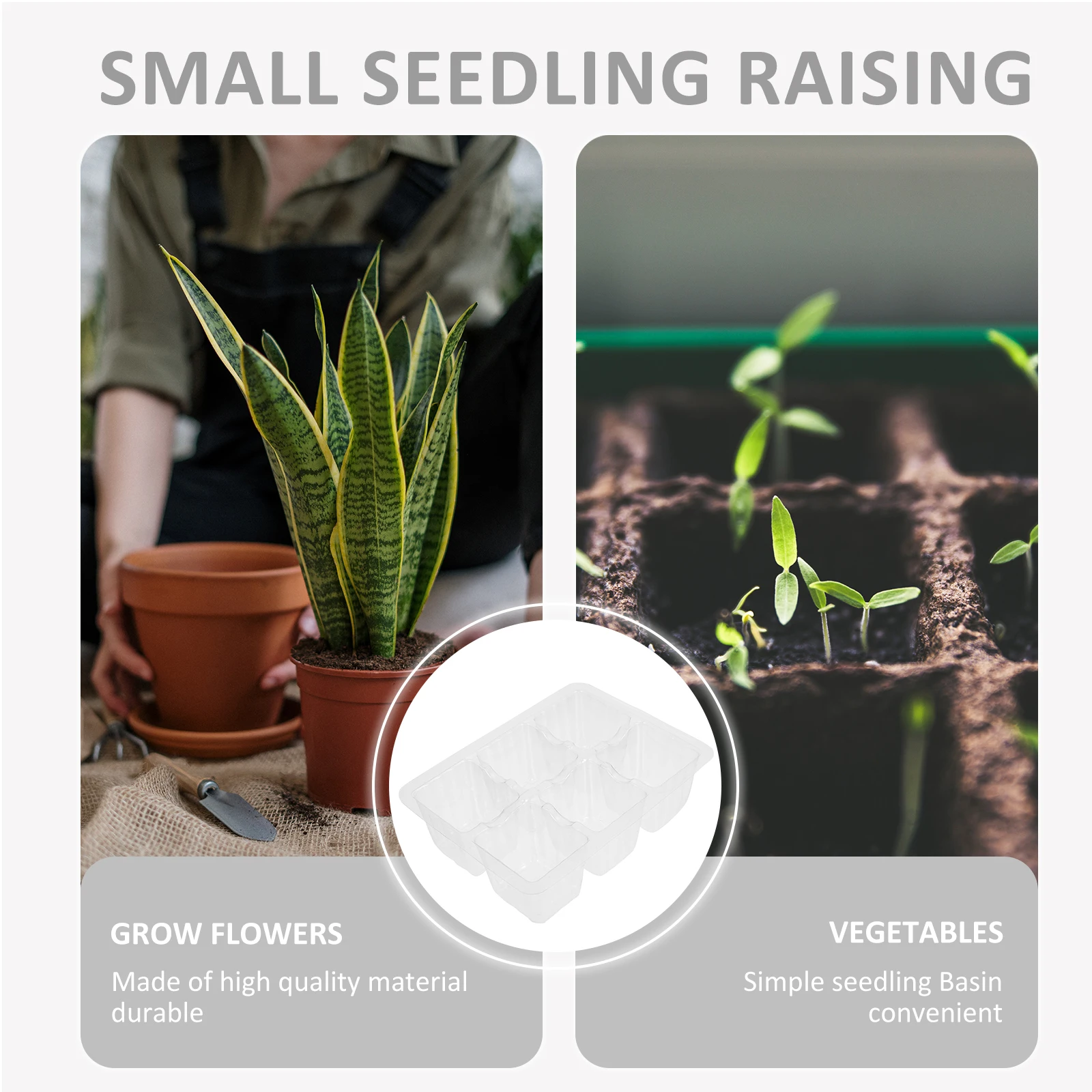 

10pcs Seedling Pot Transparent Plastic Durable Garden Planter Large Space Starter Tray For Flowers Vegetables Breathing