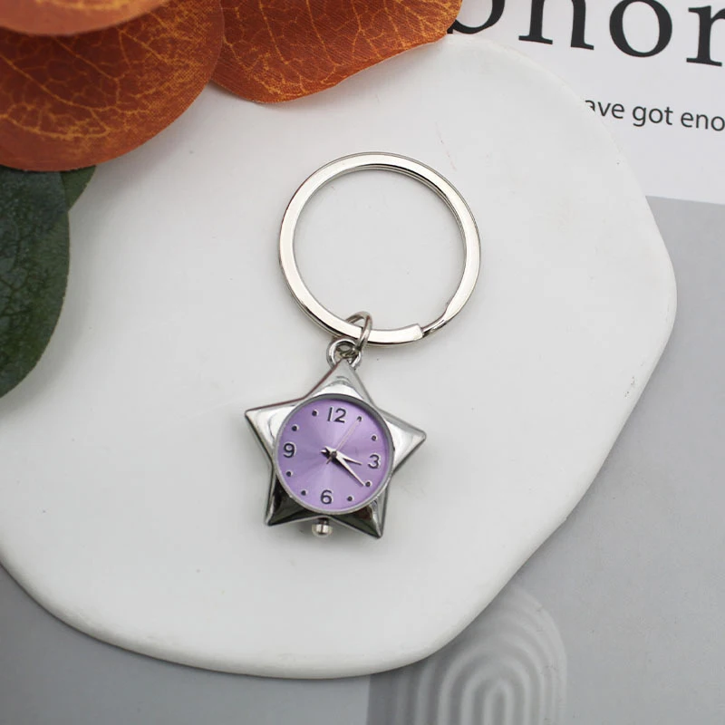 Fashion Star Pocket Watch Pendant Clock Keychain Retro Style Bag Decor Accessories Holiday Gift