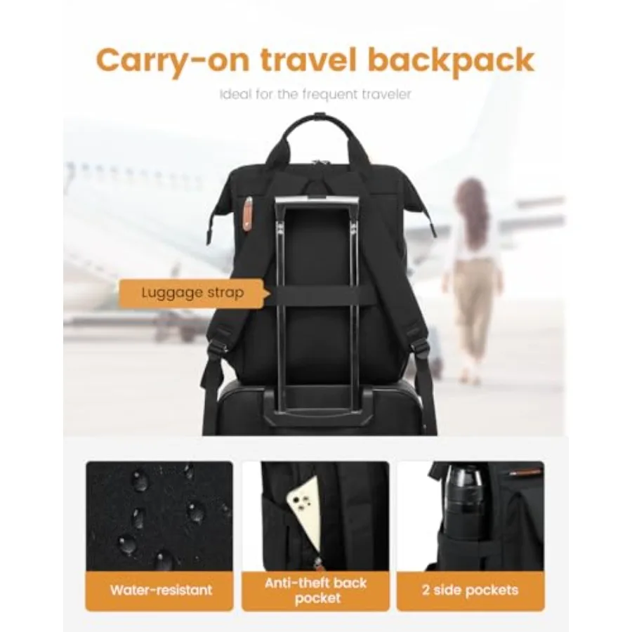 Laptop Backpack for Women, Teacher Nurse Work Laptop Bag, Waterproof Travel Backpack Purse, Business Computer Backpack, Book ba view 5