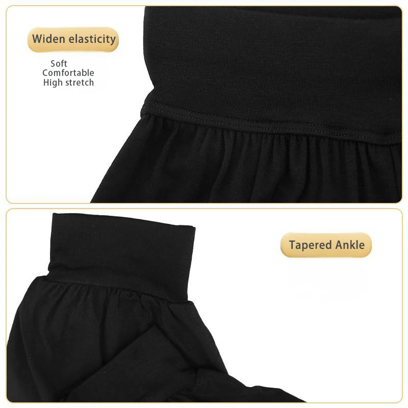 ガールズダンスパンツ ハーレムヨガバレエ練習パンツ 女の子用 夏用 軽量 ルーズ ブラック パフォーマンスボトムス