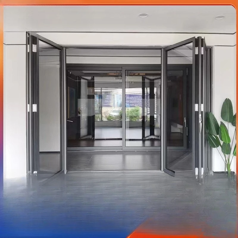 

Aluminum alloy light luxury folding door New 75 heavy duty narrow window/broken bridge folding door sliding door
